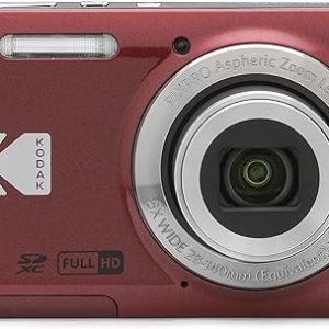 KODAK PIXPRO FZ55-RD 16MP Digital Camera 5X Optical Zoom 28mm Wide Angle 1080P Full HD Video 2.7" LCD Vlogging Camera (Red) Packaging May Vary