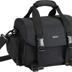 Large DSLR Gadget Bag, Black with Orange Interior, Solid
