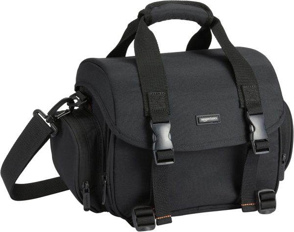 Large DSLR Gadget Bag, Black with Orange Interior, Solid