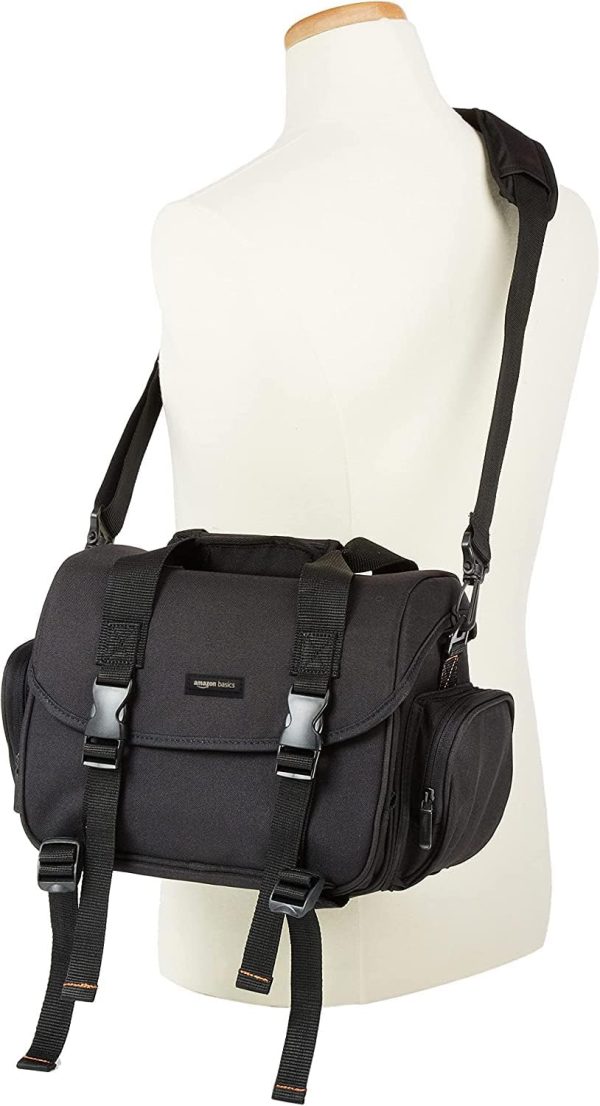 Large DSLR Gadget Bag, Black with Orange Interior, Solid - Image 3