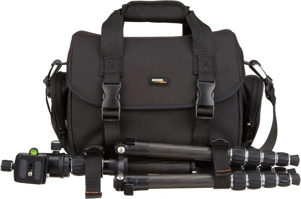 Large DSLR Gadget Bag, Black with Orange Interior, Solid - Image 7