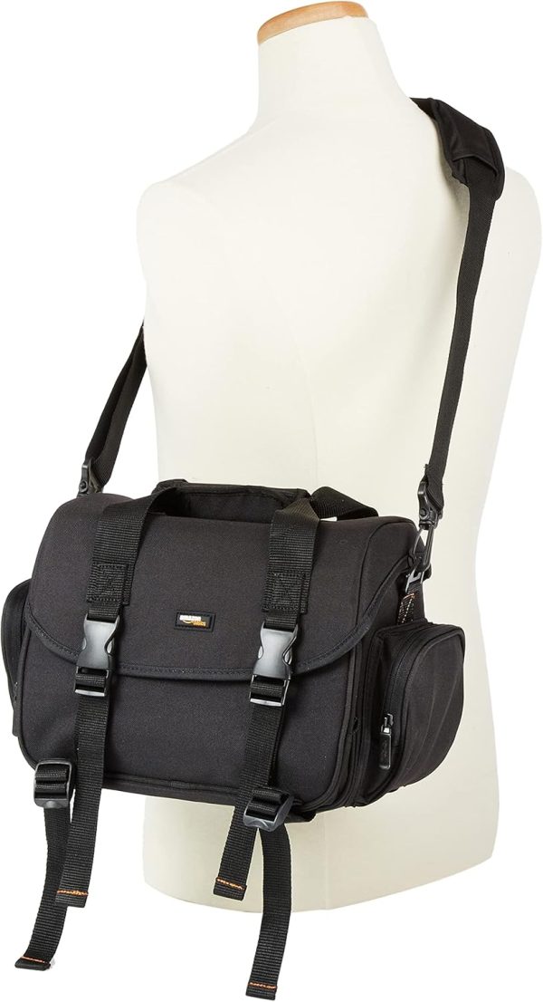 Large DSLR Gadget Bag, Black with Orange Interior, Solid - Image 8