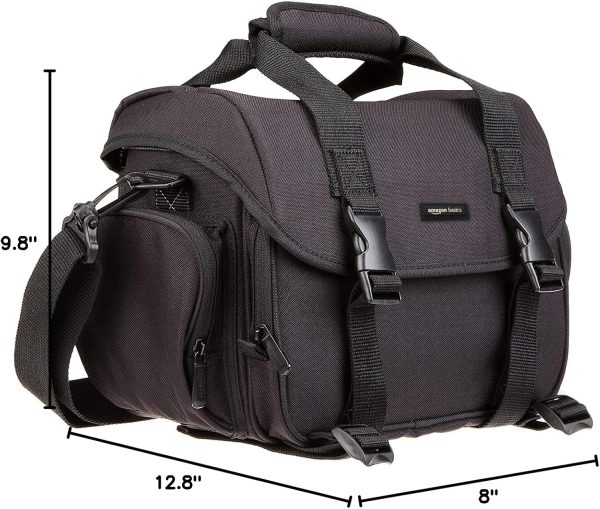 Large DSLR Gadget Bag, Black with Orange Interior, Solid - Image 10