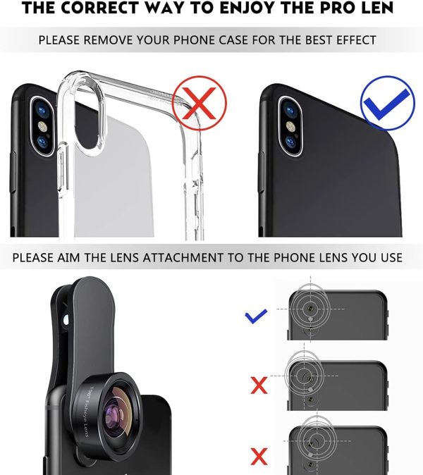 KEYWING Fisheye Lens 198° Fish Eye Phone Camera Lens Kit for iPhone Fish Bowl Camera Lens Attachments for iPhone 7 8 x xr 11 12 13 pro max Samsung Smartphone Black - Image 6