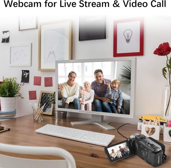 Video Camera Camcorder, QHD 2.7K Camcorder 50MP 16X Digital Video Camera for YouTube, 2.8'' 270 Degree Rotation Screen Video Recorder Vlogging Camera with 32GB Card and Two Batteries - Image 6