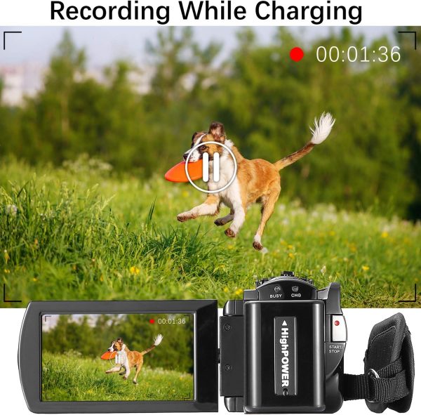 Video Camera Camcorder, QHD 2.7K Camcorder 50MP 16X Digital Video Camera for YouTube, 2.8'' 270 Degree Rotation Screen Video Recorder Vlogging Camera with 32GB Card and Two Batteries - Image 7